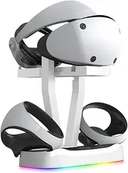 EMEBAY Stand and Charging Station with RGB Lights for PS VR2, Charging Station with Indicators and Headset Stand Virtual Reality PS VR2, Charger Compatible with Play*Station PS VR2