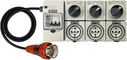 Power Board 5 Pin 32 Amp Three Phase to 3 x 5 Pin 32 Amp Three Phase Outlet RCBO Protected