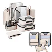 8Pcs Storage Compression Bags Luggage Travel Packing Cubes Organiser Suitcases