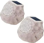 uuffoo Rock Speaker Outdoor Waterproof Solar & USB Charging with RGB Colors Bluetooth 5.0 Solar Bluetooth Speaker (B 2PACK)