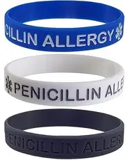 [Max Petals] Penicillin Allergy Medical Alert ID Silicone Bracelet Wristbands