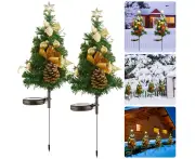 2 Pack Solar Christmas Tree Lights, Solar Christmas Garden Lights, Solar Christmas Pathway Lights