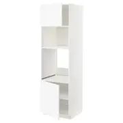 METOD hi cb f oven/micro w 2 drs/shelves, white Enköping/white wood effect, 60x60x200 cm