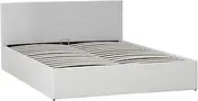 Priceworth Monica Gas Lift Queen Bed Frame, Plush Bedroom Furniture, Steel and Timber Frame, Wooden Slats, Gas Lift Design, Storage Space, Sprung Type Slats, 82 H x 161 W x 211 D CM, White