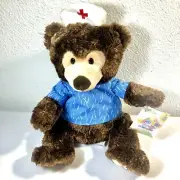 Wild Republic Brown Teddy Bear Get Well Hospital Nurse Doctor 8” Warm Wishes