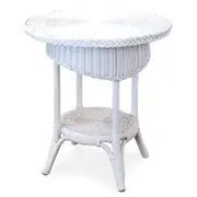 Syracuse Cane/Rattan Round Side Table White