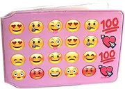 [Honeey] (80+ Designs) Bus Pass Wallet Credit Travel Rail Ticket Card Holder for Oyster Zip Business ID Card - Bifold - Party Bag Gift School Leaver, Pink Smiley, Modern