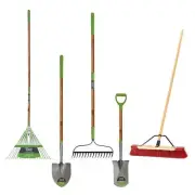 Ames Garden Tool Set 5-Piece Heavy-Duty Long Handle Landscape Tool for Cleanup
