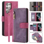 Fr Oppo A79 5G A38 A18 A78 A58 4G Reno 10 Pro Zip Leather Card Wallet Strap Case
