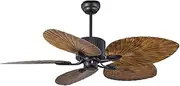 USOR 52“ Ceiling Fan with Remote, Indoor Outdoor Modern Smart Ceiling Fans Palm Leaf Blades, Noiseless Reversible 6-Speed Motor for Bedroom, Garage, Patios, Kitchen, Farmhouse, Barn Matte Bronze