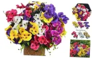 12 Bundles Artificial Pansy Flowers Faux Plastic Wild Mixed Color - 12pack