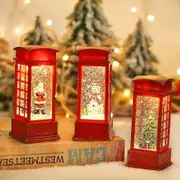 Musical Lighted Telephone Booth Snow Globe - Christmas Lantern Decorative Home Decoration Gift B