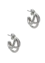 Kenneth Jay Lane Triple Sterling Silver Hoop Earrings ONE SIZE