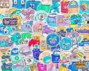 50 pcs "Recycle" Sticker Pack Zero Waste Garbage Compost Green Biodegradable