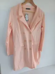 Boohoo Plus Laura Scuba Blazer Dress Baby Pink Size 16 BNWT