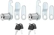 uxcell 1-1/8" Cam Lock with Keys, 2 Pack Zinc Alloy Keyed Different Cabinet Cam Lock Set RV Storage Lock for File Drawer Mailbox Toolbox, Silver Tone