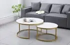 Nesting Style Coffee Table - White on Champagne Gold - 80cm/60cm