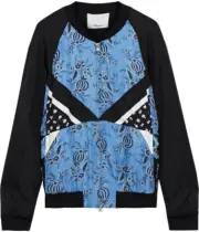 NWT 3.1 PHILLIP LIM Patchwork floral-print silk-twill bomber jacket SZ 4 #C1722