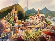 Ceramic Tile Mural Backsplash Cullar Southwest Mexican Village Art WC117