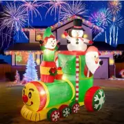 NIORSUN 6FT Inflatable Christmas Train Santa Snowman Elf LED Yard Decor