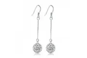Solid 925 Sterling Silver Shamballa Fish Hook Earrings