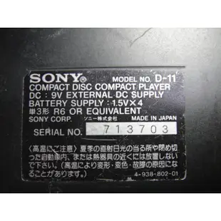 1.故障機賣 Sony Discman D-11 CD隨身聽