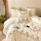 Bedding Set 4 Pcs Italian Luxury 140s Cotton Duvet Cover Bed Sheet Pillowslips