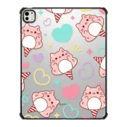 iPad Pro 13-inch (M4) iPad Impact Case Cute Cat Candy Floss with Heart Doodles - Kawaii Kitten Animal Cotton Candy with Love