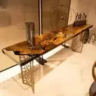 Walnut Live Edge Resin Console Table, Epoxy Hallway Table, Living Room Furniture