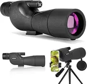 25-75X Spotting Scopes with Tripod, Zoom Waterproof BAK4 Prism Monocular Telescope for Bird Watching, Target Shooting, Wildlife, Hunting and Landscape, with Phone Adapter and Case
