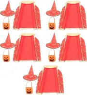 BESTYASH 5 Sets Halloween Cape Child Witch Hat and Cape Wizard Cape Kid Hallo...
