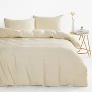 Light Beige Microfiber Doona Cover Bedding Set