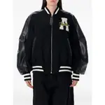 [The Attico] The Attico Varsity Leather-sleeve Bomber Jacket 40 IT BLACK