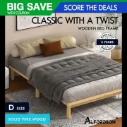 ALFORDSON Bed Frame Wooden Timber Double Size Mattress Base Platform Basia Oak