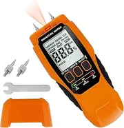 US Pin and Pinless Wood Moisture Meter Precise Water Leak Detector Digital Drywall Humidity Tester Battery Operated Self-Test Moisture Sensor With LCD Display for Wood Drywall Concrete(orange)