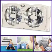 HOLMES Dual Blade Digital Window Fan with Programmable Thermostat Control