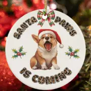Funny Santa Paws Pembroke Welsh Corgi Dog Lover Christmas Ornament Gift Decor