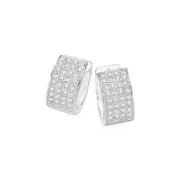 Silver Wide Pave Cz Huggies in Clear