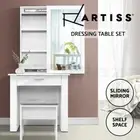 160cm Dressing Table Sliding Mirror Jewellery Cabinet Makeup Desk Stool 3 shelve