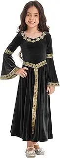 [Loodgao] Kids Girls Medieval Renaissance Princess Costumes Vintage Costume Witch Vampire Halloween Party Outfits Black 6 Years