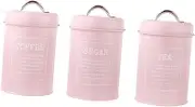Prettyia 3pcs Kitchen Canister Set 1200ml Airtight Coffee Tea Sugar Storage Canisters Tins Countertop Organized - Pink