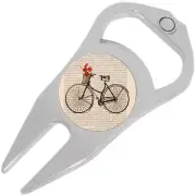 Bicycle Flowers Golf Ball Marker Divot Repair Tool Bottle Opener