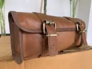 Genuine Leather Tool Bag Roll Motorcycle Saddle Storage Pouch Handlebar