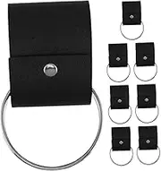 HOMSFOU 8pcs PU Leather Towel Hook Multifunctional Scarf Clasp Dish Rack Holder for Kitchen Bathroom and Travel Elegant Accessories for Bags Railing and Home Decor