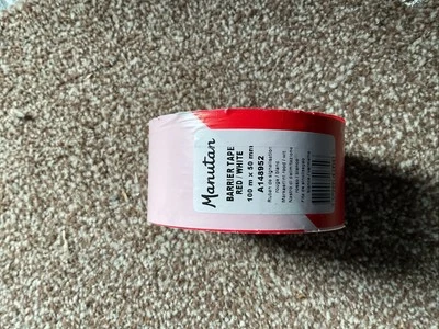 Hazard Warning Barrier Tape Roll Non-Adhesive, Red and White, 50mm x 100m
