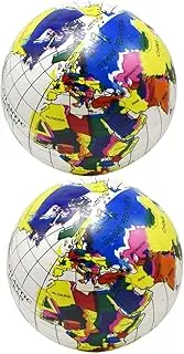 KALLORY 2pcs Inflatable Beach Ball World Globe Design for Fun Beach Games Swimming Pool Activities Safe Easy to Inflate Summer Outdoor