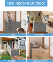 DEAR LOV Retractable Baby Gate, Mesh Gate or Dog 33x55 Inch, Gray