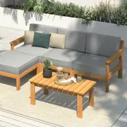 Livsip Outdoor Sofa Set Outdoor Furniture 5-Piece Wooden Lounge Set Setting