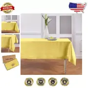 Elegant Machine Washable 100% Linen Tablecloth 60 x 120 Inch in Sunshine Yellow