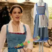 NEW！ Beauty and Beast Princess Belle Cosplay Dress Maid Costume Custom